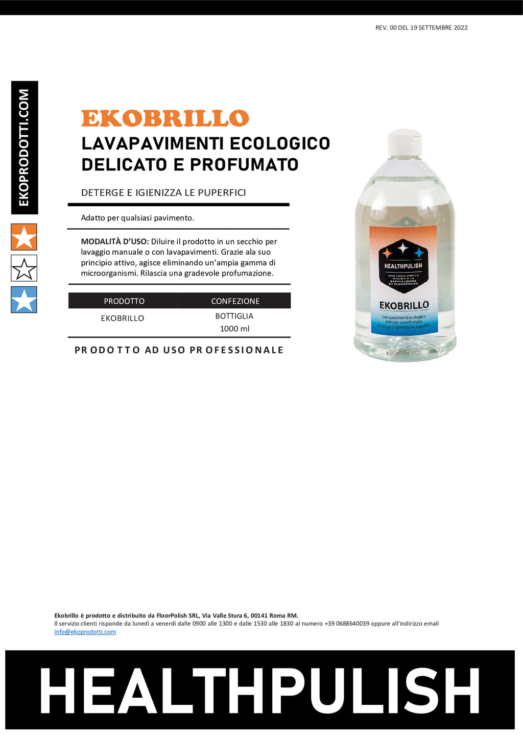 EKOBRILLO - LAVAPAVIMENTI ECOLOGICO DELICATO E PROFUMATO