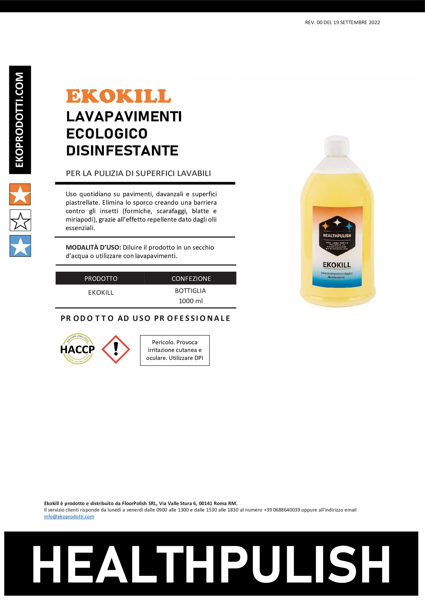 EKOKILL - LAVAPAVIMENTI ECOLOGICO DISINFESTANTE