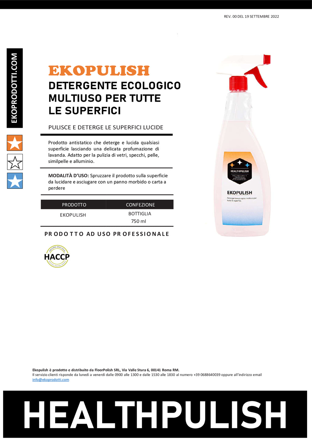 EKOPULISH - DETERGENTE ECOLOGICO MULTIUSO PER TUTTE LE SUPERFICI